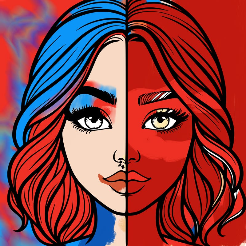 realistic girl split half