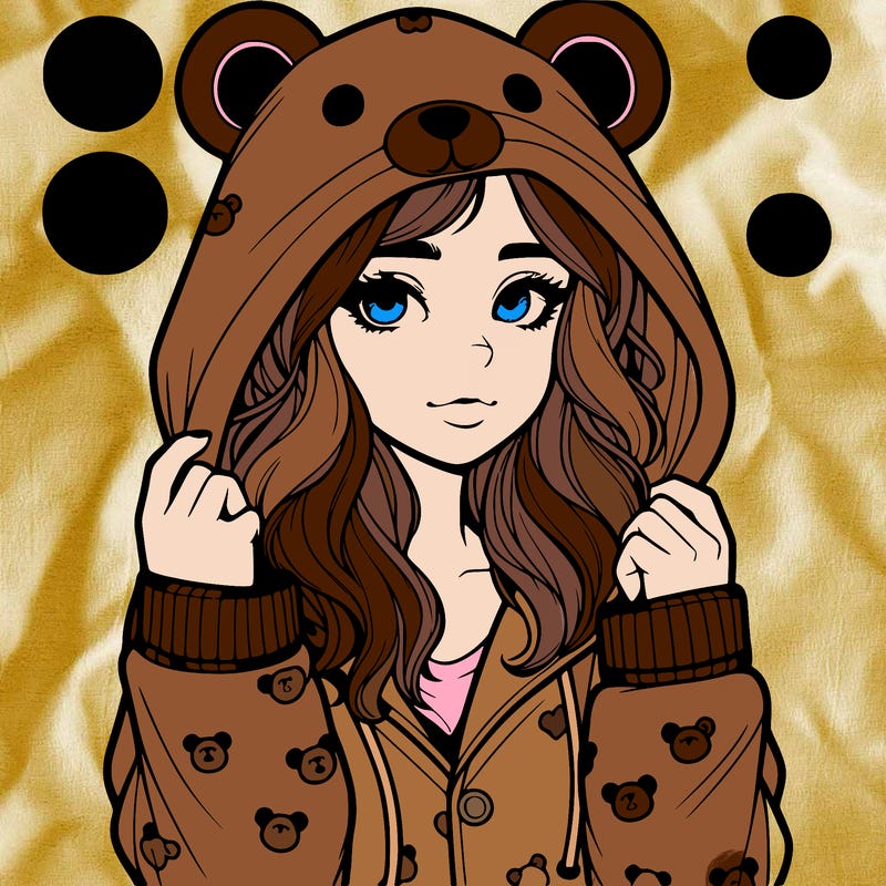 realistic girl in a animal pjs hoodie