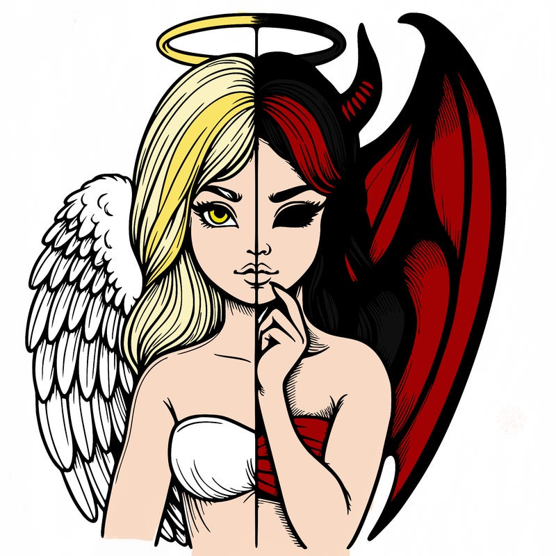 realistic angel half demon