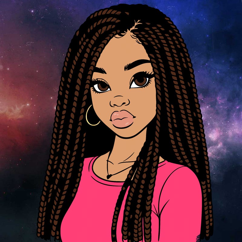a realistic black girl with braids