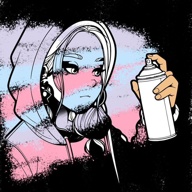 a realistic girl, spray painting