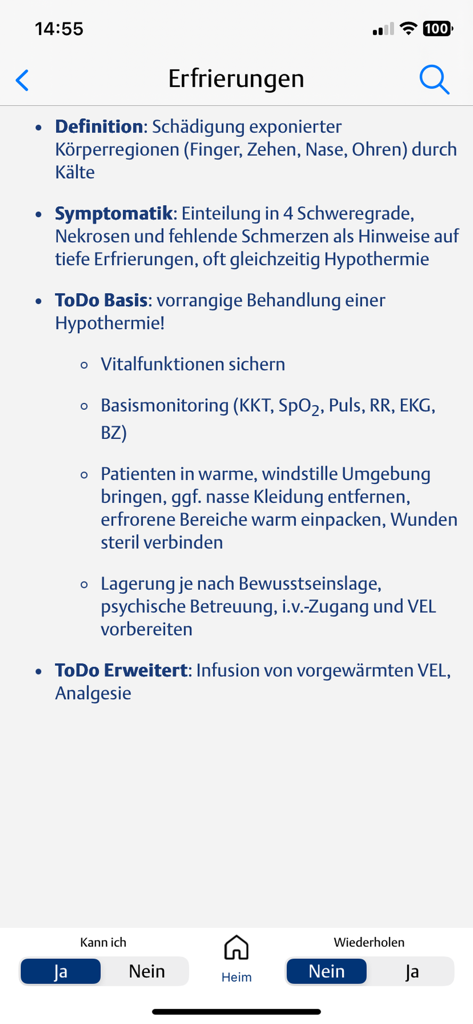 Medical study screen showing frostbite definition symptoms and emergency treatment steps