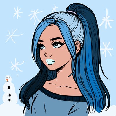 realistic girl with a high ponytail