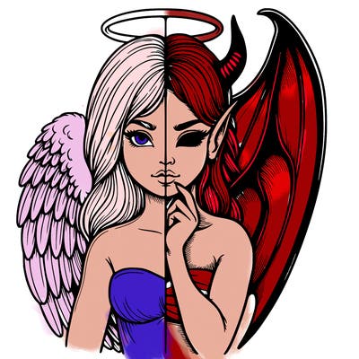 realistic angel half demon