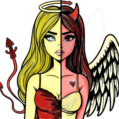 devil vs angel realistic girl