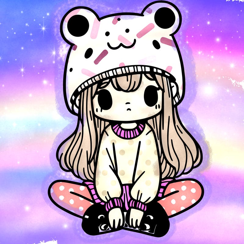 a girl wearing a frog hat and some frog socks