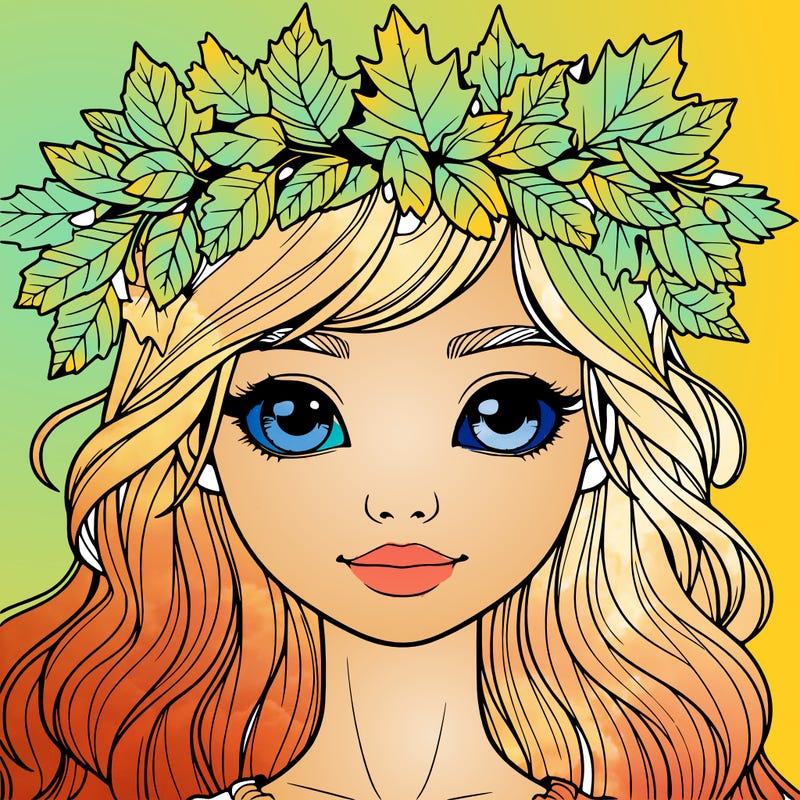 realistic girl with fall leaf crown