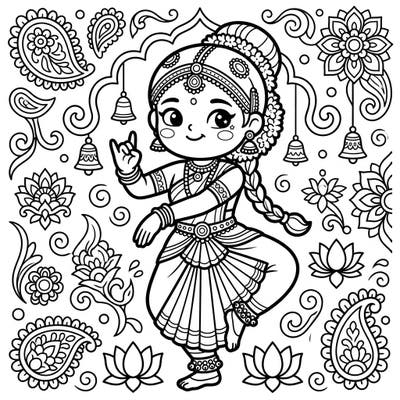 11 Bharatanatyam Coloring Pages - Free Printable Art — Color Pop