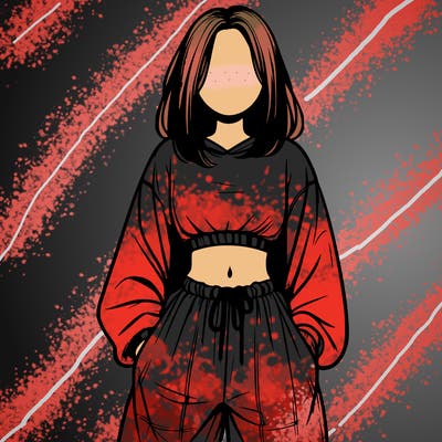 realistic girl faceless with baggy pants and a crop top