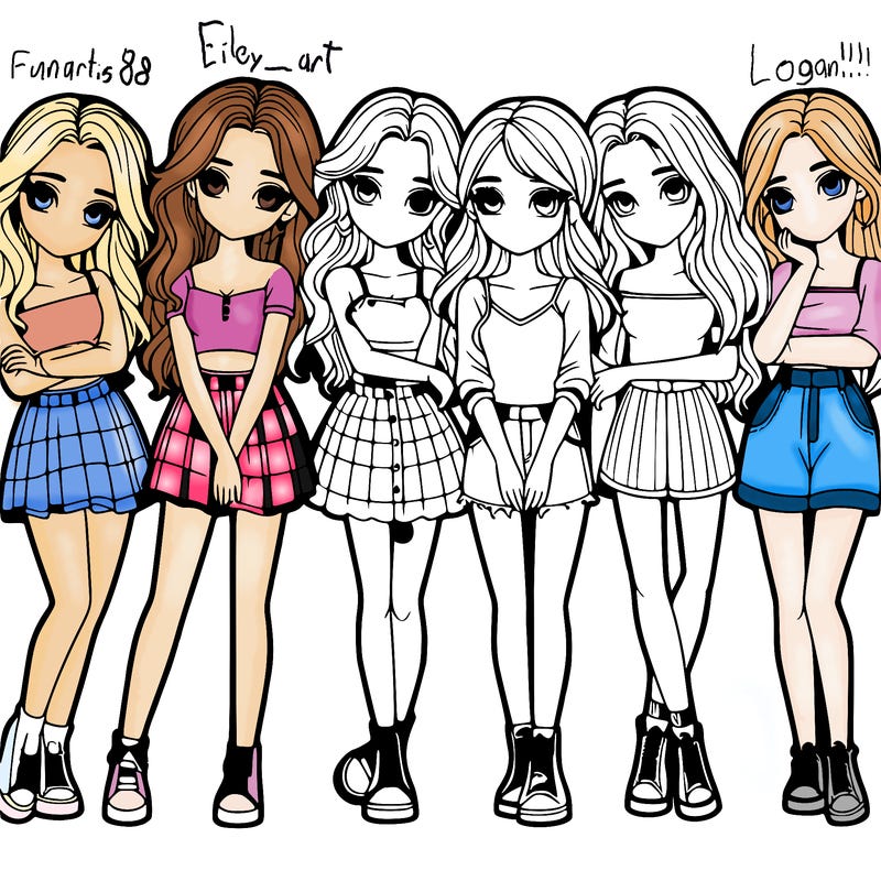a group of girls realistic
