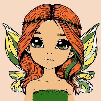 realistic fairie with eyes and mouth