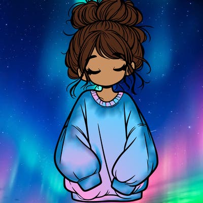 girl with baggy sweatshirt and messy bun