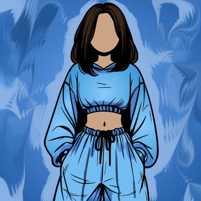 realistic girl faceless with baggy pants and a crop top