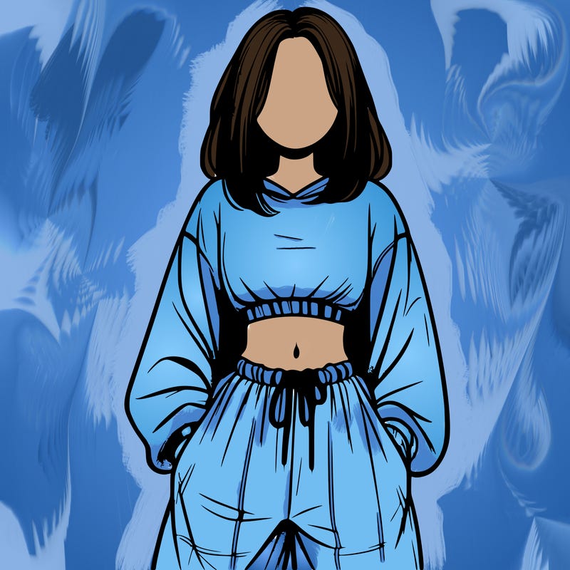 realistic girl faceless with baggy pants and a crop top