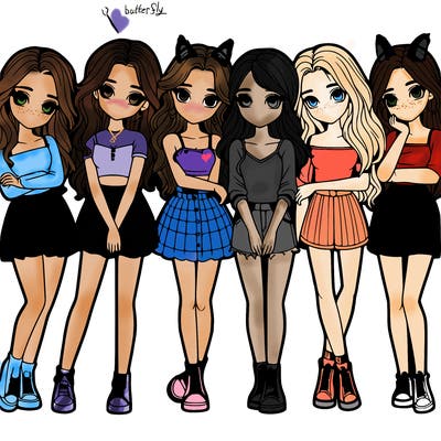 a group of girls realistic