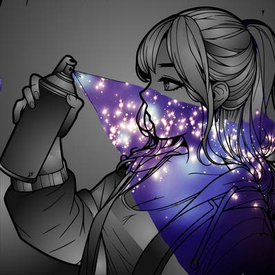 a realistic girl spray, painting