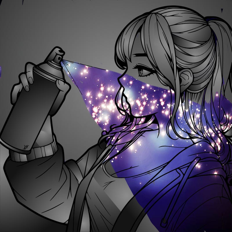 a realistic girl spray, painting