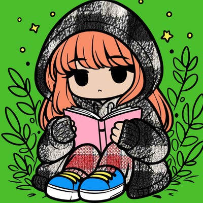 girl in oversized hoodie reading a book