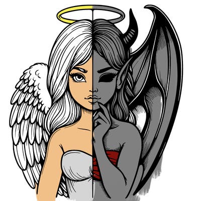 realistic angel half demon