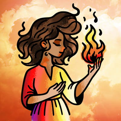 woman with fire