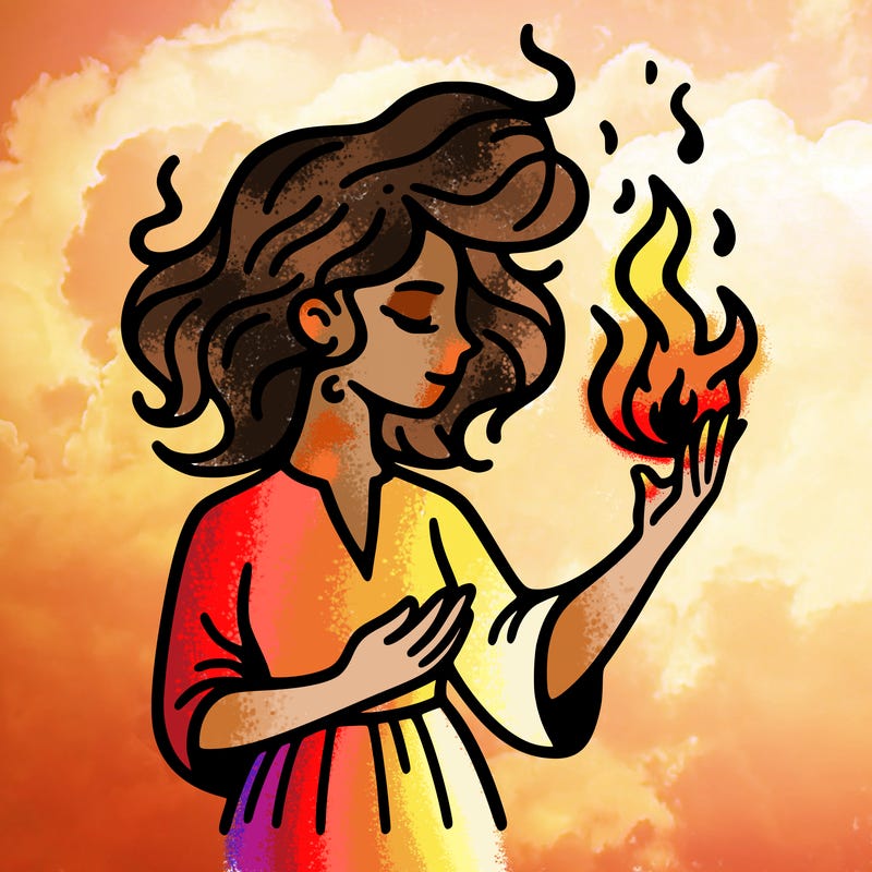 woman with fire