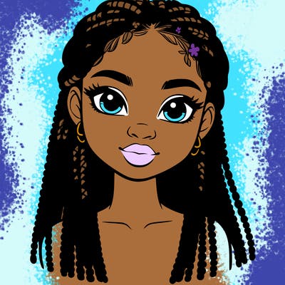 a realistic black girl with braids