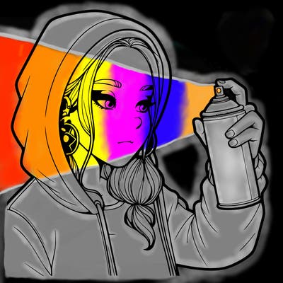 a realistic girl, spray painting