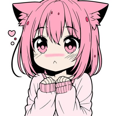 shy anime catgirl