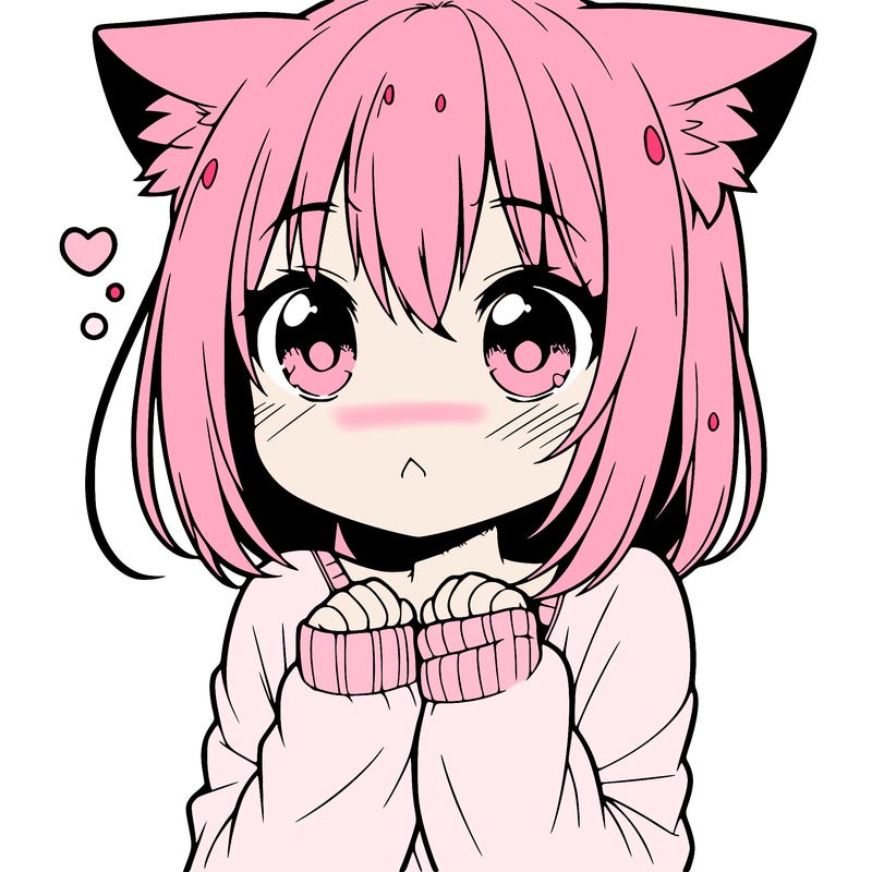 shy anime catgirl