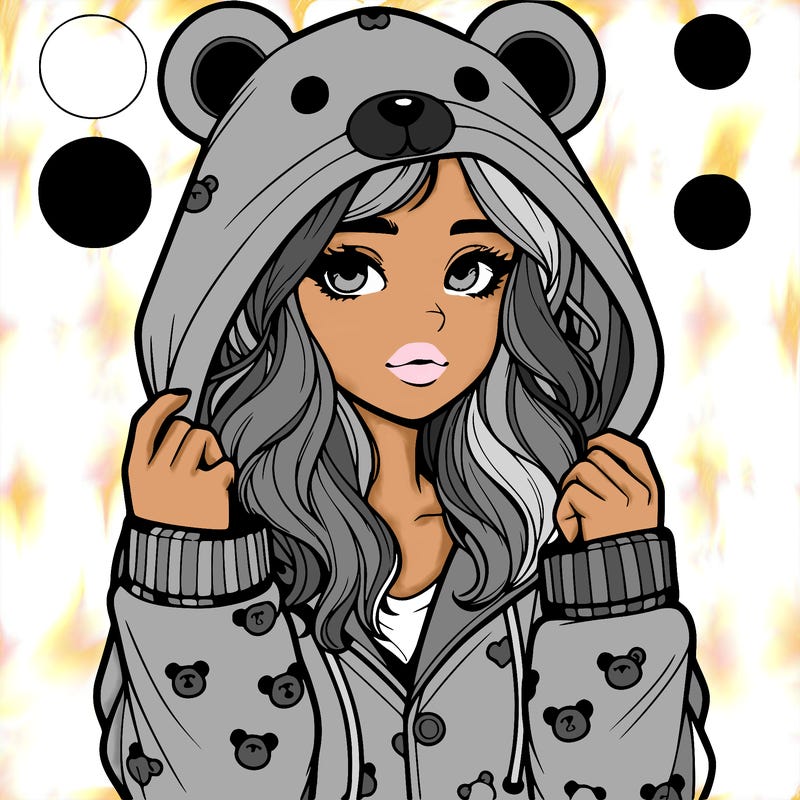 realistic girl in a animal pjs hoodie
