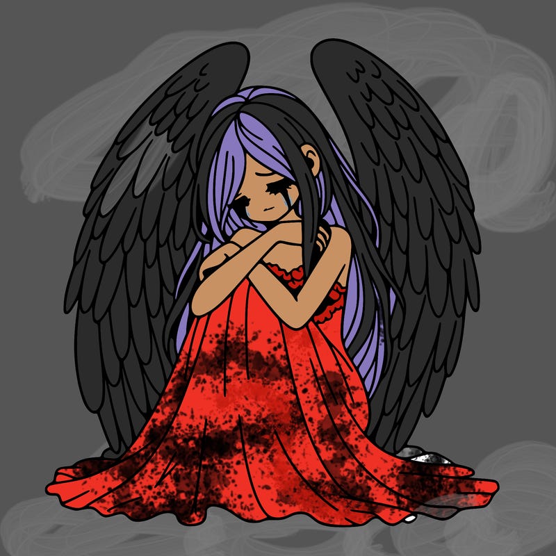 ethereal girl in grief, lonely and heartbroken