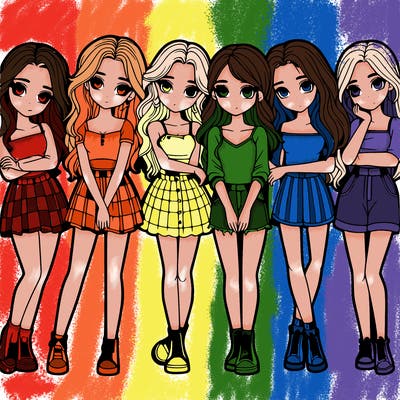 a group of girls realistic