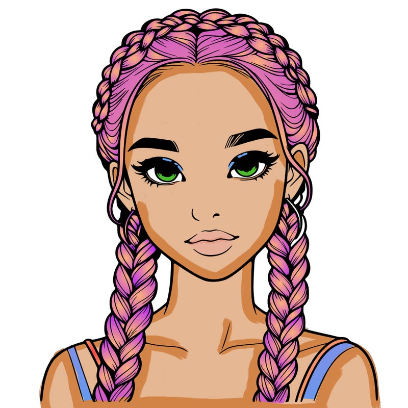 realistic girl with braids