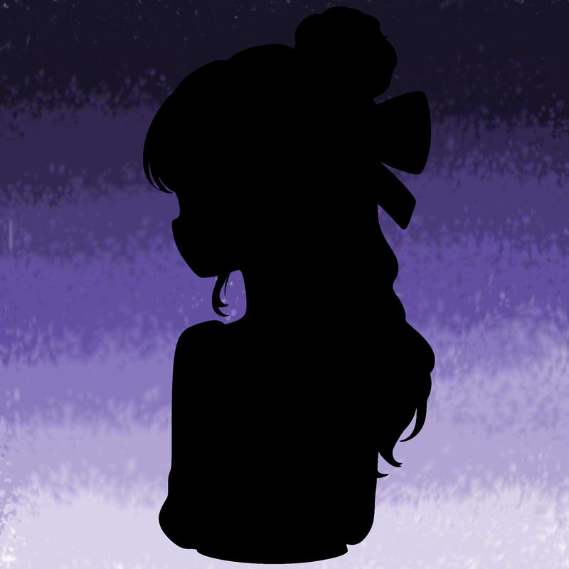 realistic girl  with hip length hair a bun and a big bow on the back of head