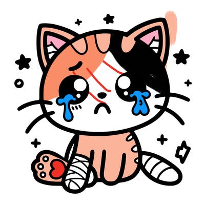 cute cat with hurt