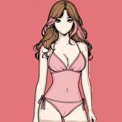 realistic girl with a revealing swimsuit