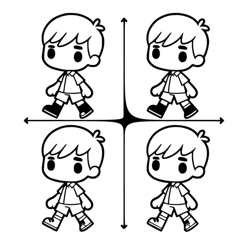 a boy with 4 sides to color