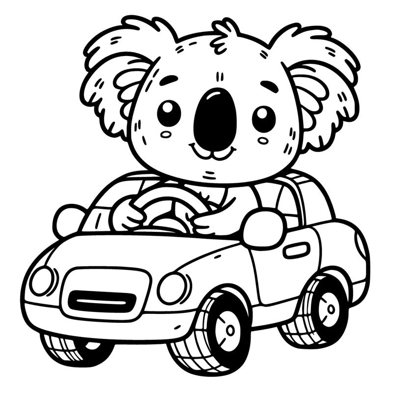 koala in a car