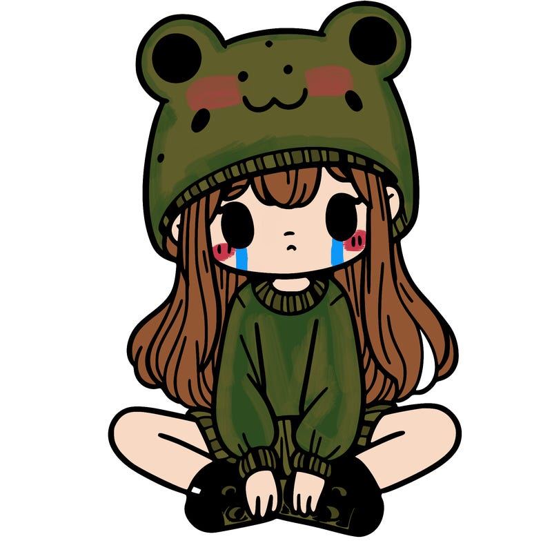 a girl wearing a frog hat and some frog socks