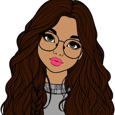 girl with long hair and freckles and glasses realistic