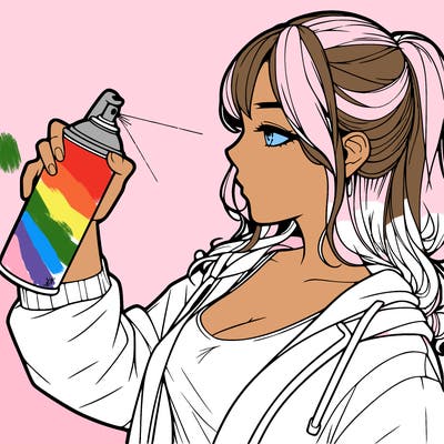 a realistic girl spray, painting