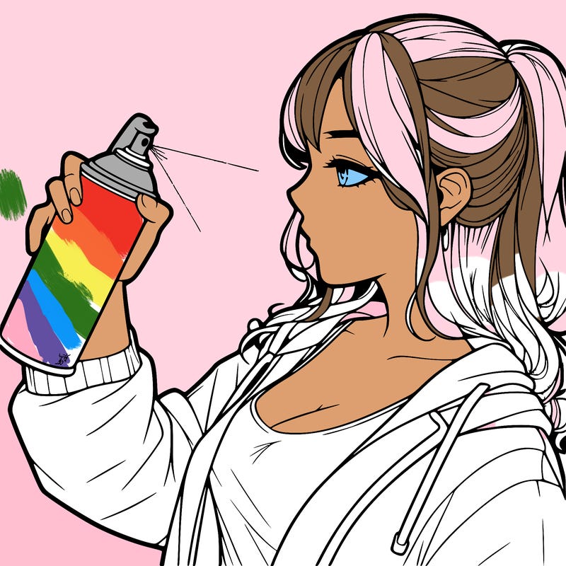 a realistic girl spray, painting