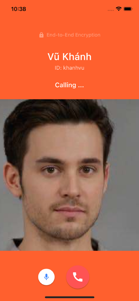 ChatEdu - Écran de l'application mobile ChatEdu affichant un appel vocal chiffré sortant