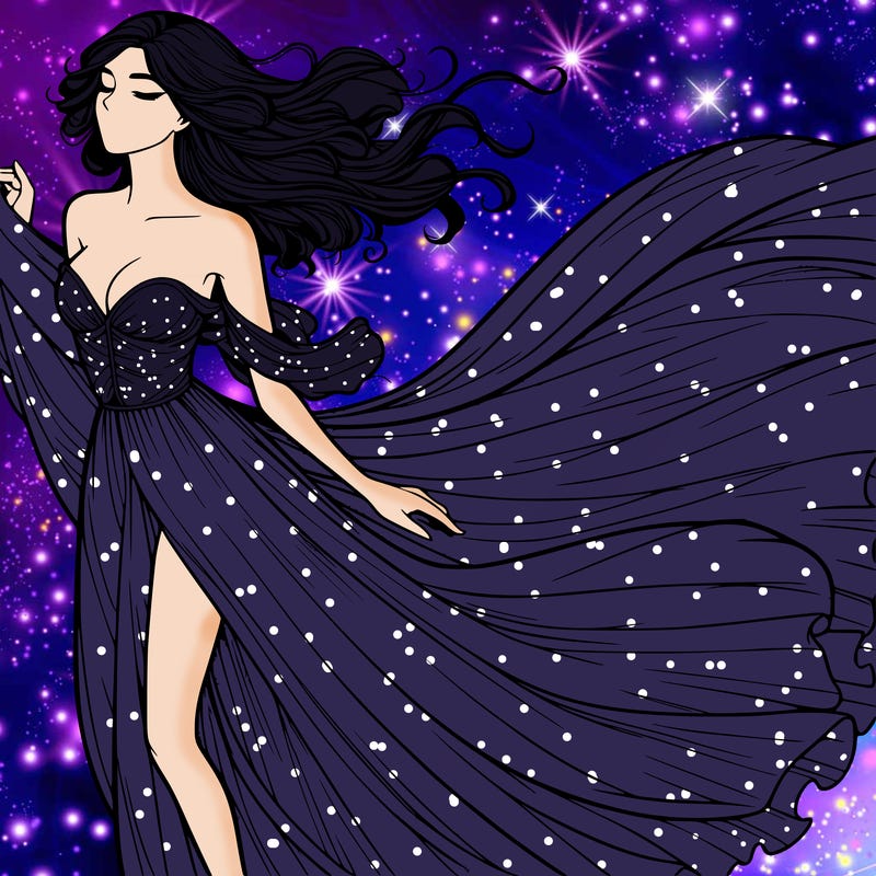 realistic woman in dress flowing the the wind