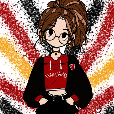 girl with a messy ponytail glasses a baggy crop top and jean shorts