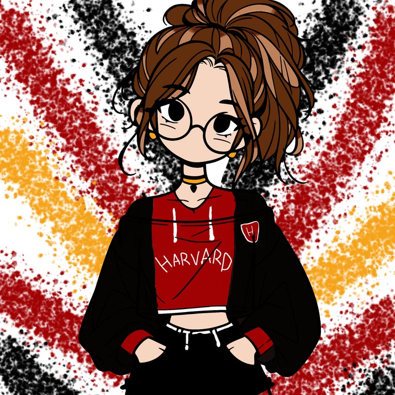 girl with a messy ponytail glasses a baggy crop top and jean shorts