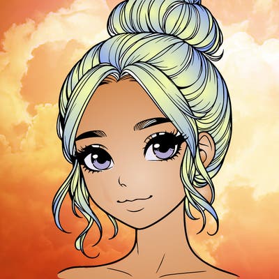 realistic pretty girl with hair in bun