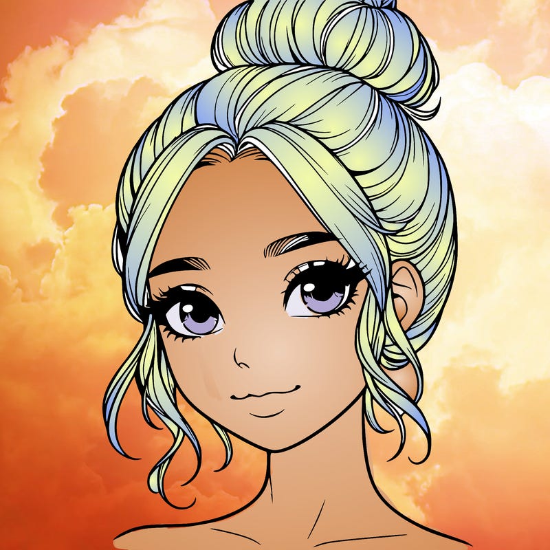 realistic pretty girl with hair in bun