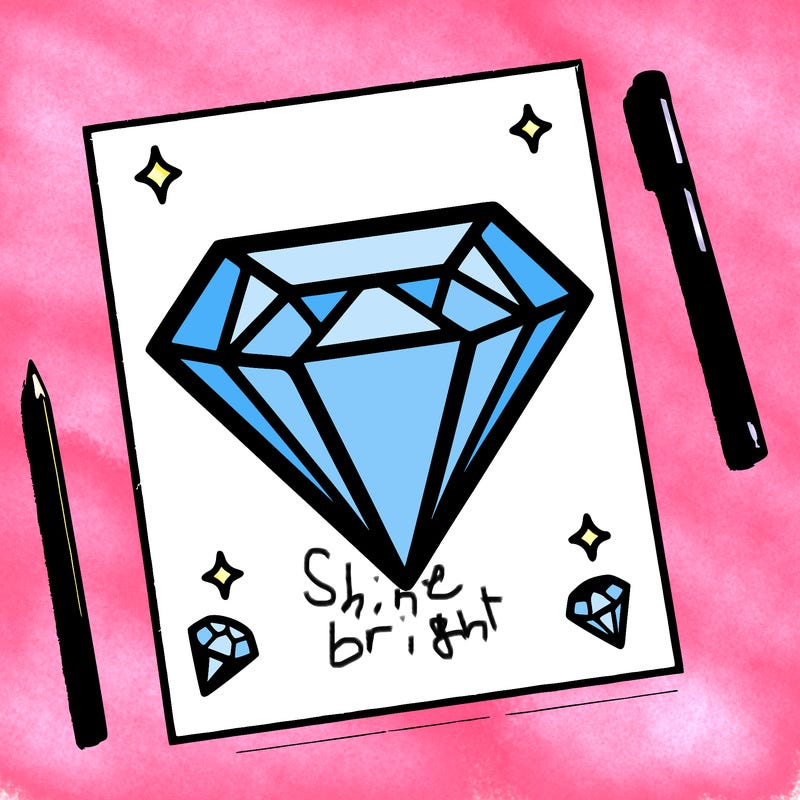 blank paper with diamond.i want a detailed diamond i want it to be kinda small bit not to small cause i want to put words around it