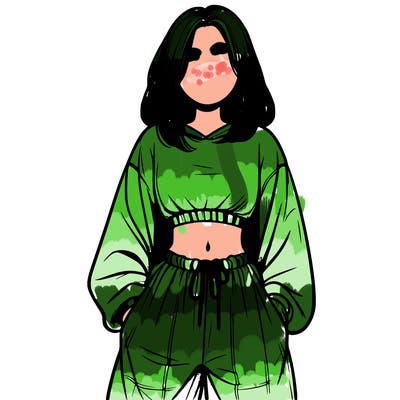 realistic girl faceless with baggy pants and a crop top